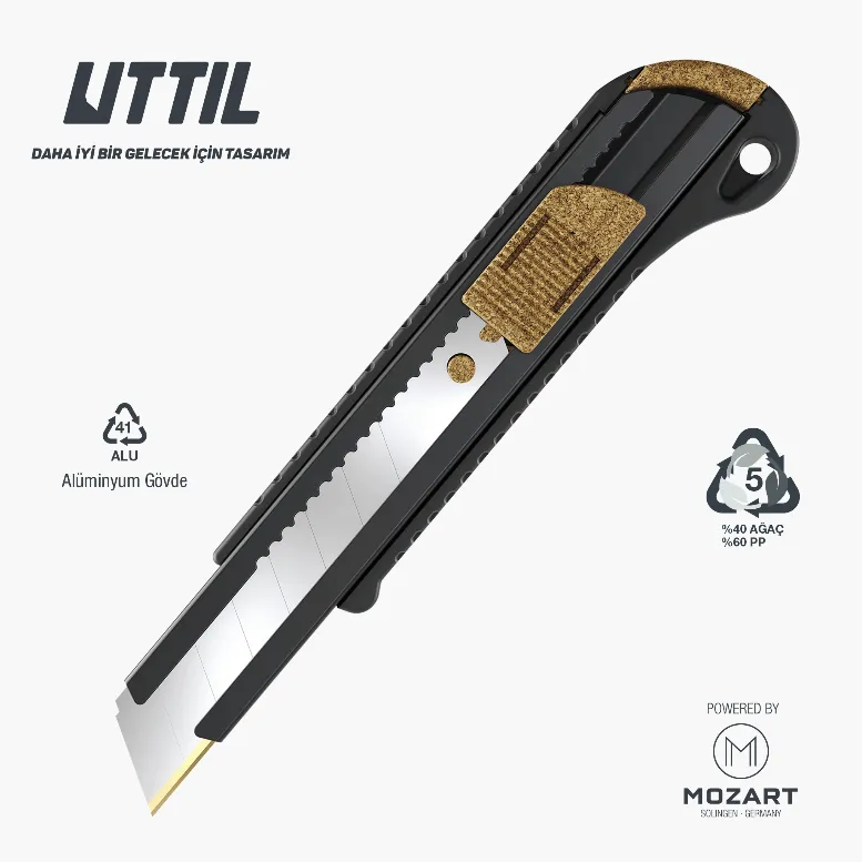 NMUK05-AN 40% legno, 60% PP 18 mm a scatto  Coltello multiuso con corpo in alluminio