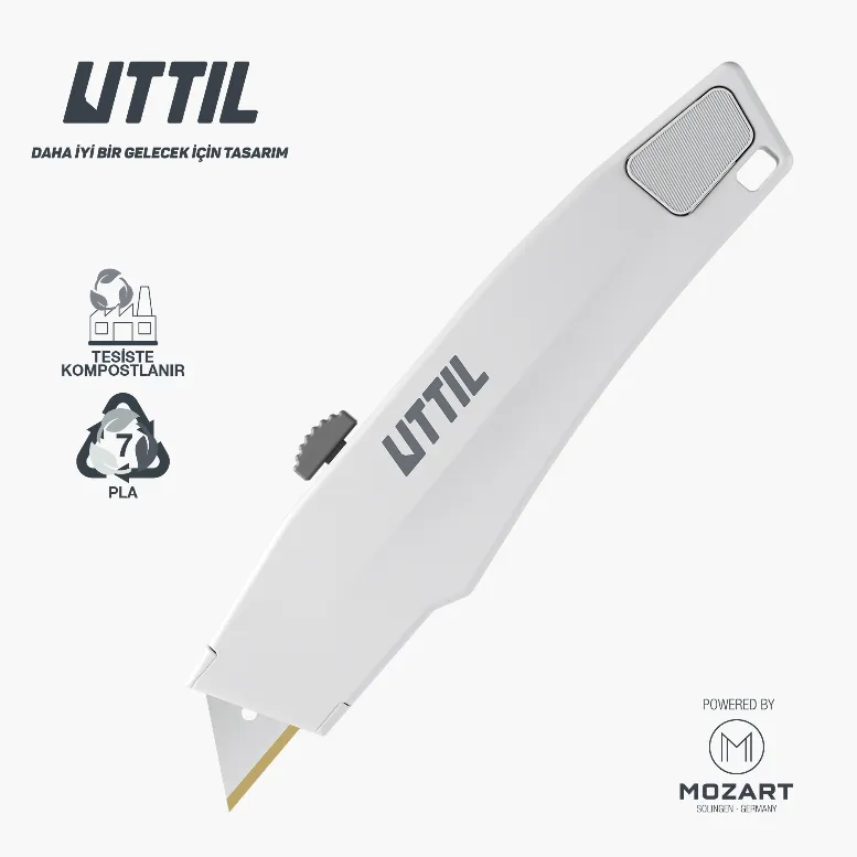 PAUK06-AN Blocco a 3 livelli, corpo in PLA compostabile, coltello multiuso con lama trefoil rivestita in TiN